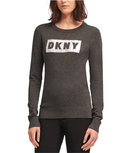 DKNY Womens Block Logo Pullover Sweater black L