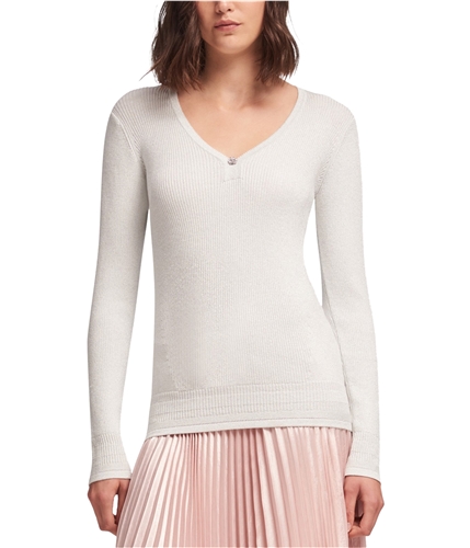 DKNY Womens Rhinestone Pullover Sweater white XS