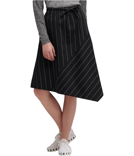 DKNY Womens Tie Belt Asymmetrical Skirt charcoal S