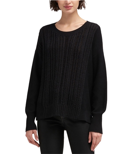 DKNY Womens Ribbed Pullover Sweater black S