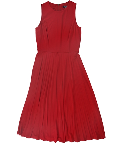 Tommy Hilfiger Womens Pleated A-line Dress red 4P