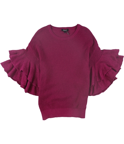 DKNY Womens Ruffle Pullover Sweater purple L