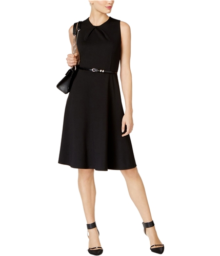NY Collection Womens Sleeveless Fit & Flare Dress black PXS