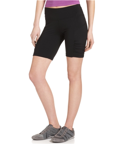 Calvin Klein Womens Ruched Athletic Workout Shorts blk L