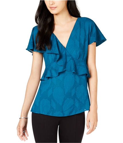 Michael Kors Womens Ruffle Pullover Blouse luxeteal PS