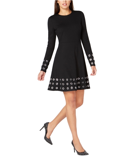 Michael Kors Womens Grommeted Fit & Flare Dress black PXS