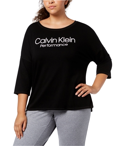 Calvin Klein Womens Hi-Low Basic T-Shirt black 1X
