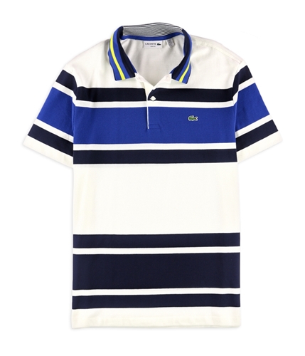 Buy a Lacoste Mens Slim Fit Striped Pique Rugby Polo Shirt | Tagsweekly