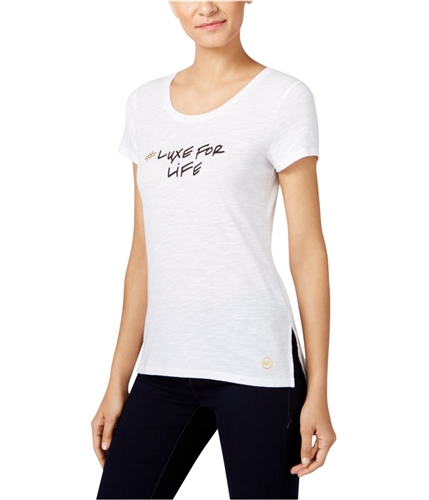 Michael Kors Womens Luxe For Life Graphic T-Shirt white PL