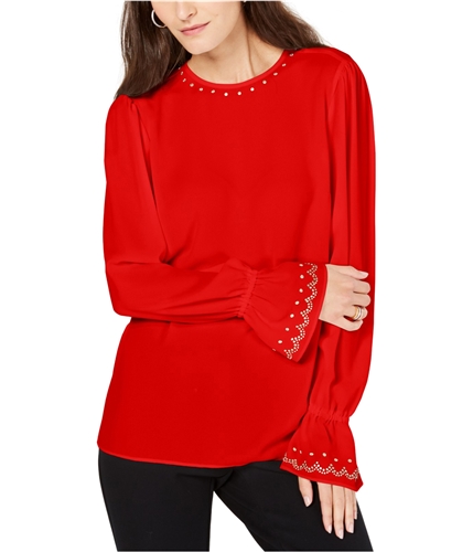 Michael Kors Womens Studded Pullover Blouse red PS