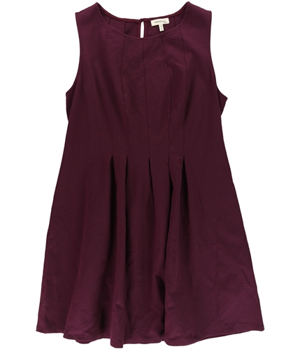 Monteau Womens Pleated A-line Dress plum 2XL