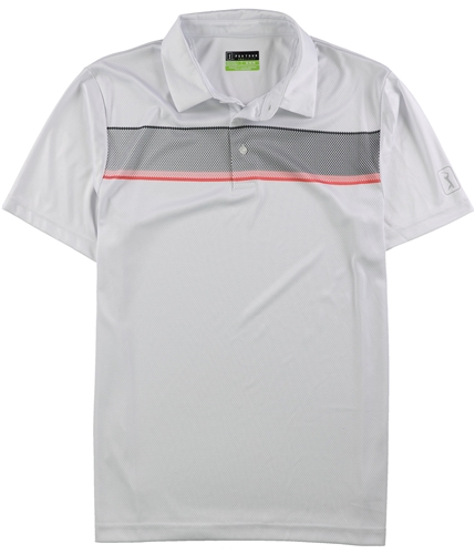 PGA Tour Mens Stacked Gradient Rugby Polo Shirt white M