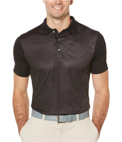 PGA Tour Mens Tech Tile Rugby Polo Shirt caviar S