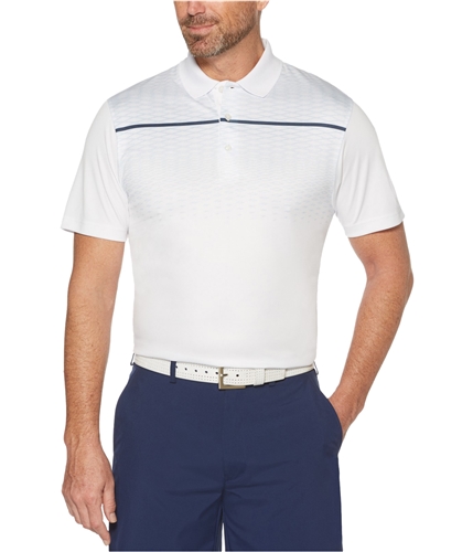 PGA Tour Mens Diamond Rugby Polo Shirt brightwhite S