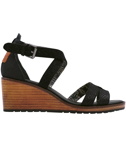 Pendleton Womens Baylands Wedge Sandals Black-001 6.5
