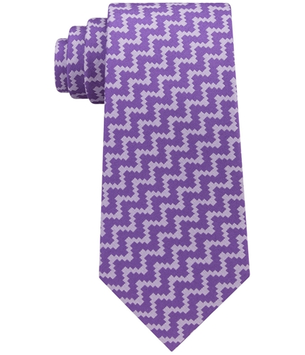 Sean John Mens Angular Herringbone Self-tied Necktie purple One Size