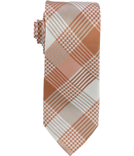 Sean John Mens Chrome Plaid Self-tied Necktie orange One Size