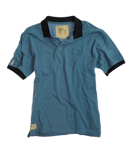 Rocawear Mens R+ Denim 2 Tone Embroidered Rugby Polo Shirt blue XL