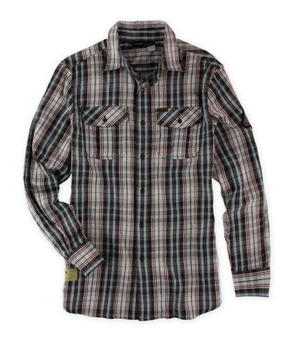 Rocawear Mens Flannel Button Up Shirt chocolate S