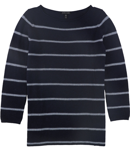 Eileen Fisher Womens Striped Boat Neck Pullover Sweater navy XS