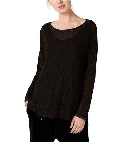 Eileen Fisher Womens Crepe Sparkle Tunic Blouse black S