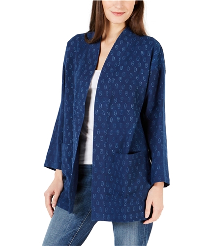 Eileen Fisher Womens Organic Cotton Kimono Sweater blue PM