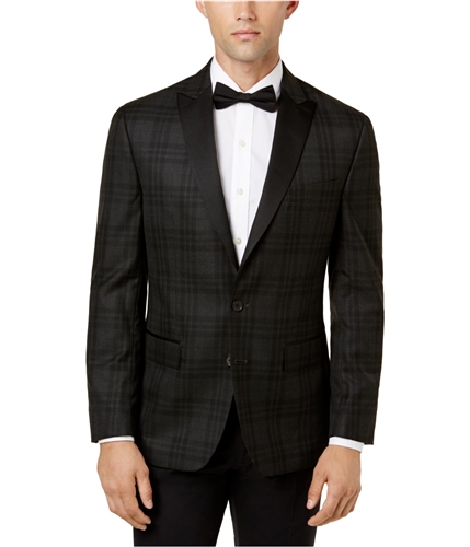 Ryan Seacrest Mens Tartan Two Button Blazer Jacket black 40