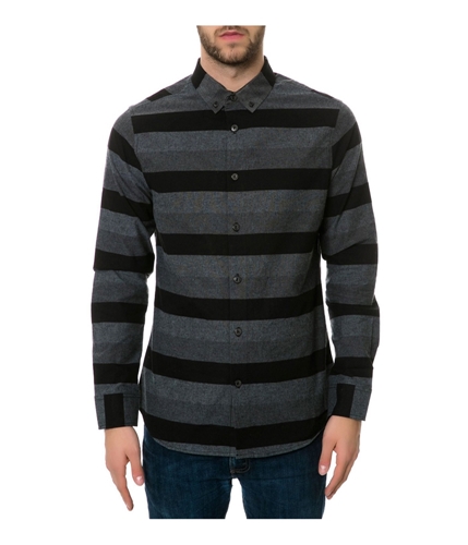 Rocawear Mens Tonal Stripe Button Up Shirt blk S