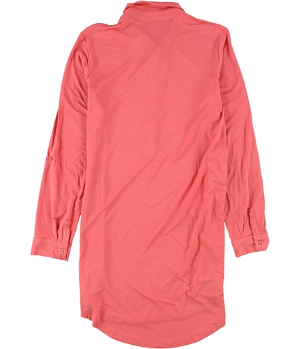 P.J. Salvage Womens Convertible-Sleeve Pajama Shirt Dress paprika S