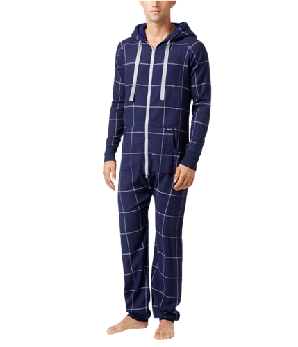 Kenneth Cole Mens Flannel Bodysuit Jumpsuit Pajama navy L