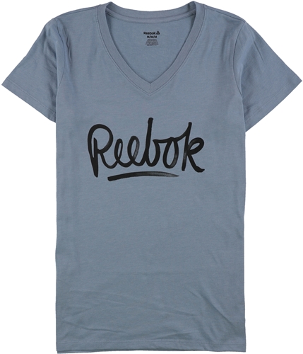 Reebok Womens V-Neck Script Logo Graphic T-Shirt R923 S