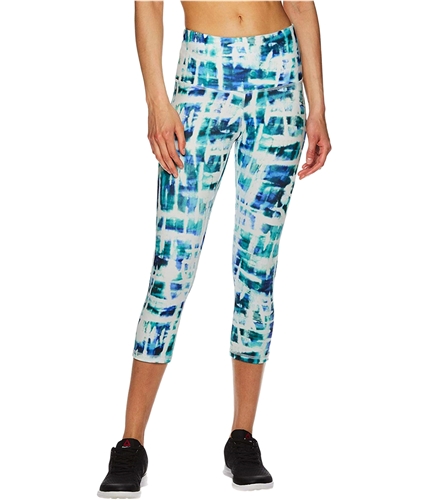 Reebok Womens Tye Dye Highrise Compression Athletic Pants grnwht XS/20