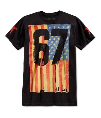 Ring Of Fire Mens Shred Flag 67 Graphic T-Shirt black S