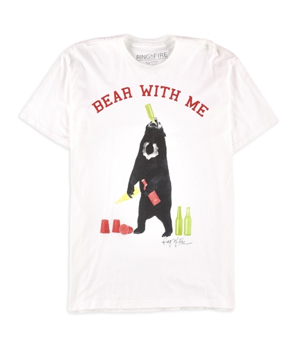 Ring Of Fire Mens Bear With Me Graphic T-Shirt white L