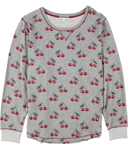 P.J. Salvage Womens Cherries Pajama Sweatshirt Top gray 1X
