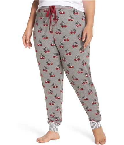 P.J. Salvage Womens Cherry Pajama Jogger Pants heathergrey 1X/33