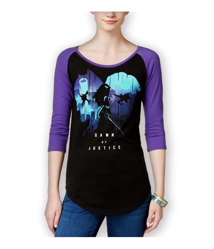 Bioworld Womens Dawn Of Justice Baseball Graphic T-Shirt black XS