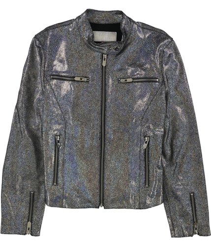 Mighty Company Womens Holographic Leather Jacket holographic M