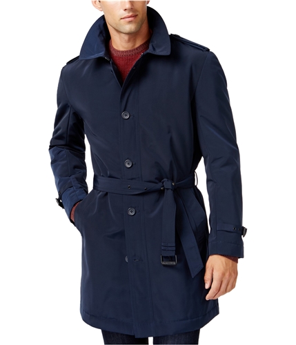 Kenneth Cole Mens Solid Raincoat navy M