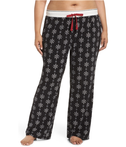 P.J. Salvage Womens Snowflakes Thermal Pajama Pants black 1X/29