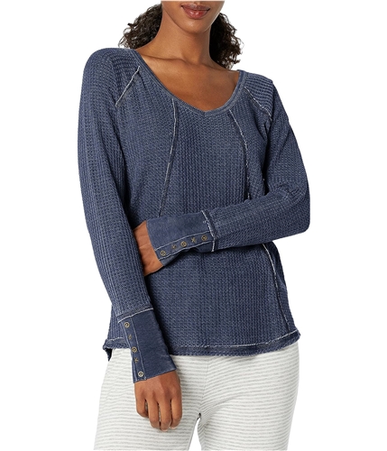 P.J. Salvage Womens Waffle Kint Thermal Pajama Shirt navy M