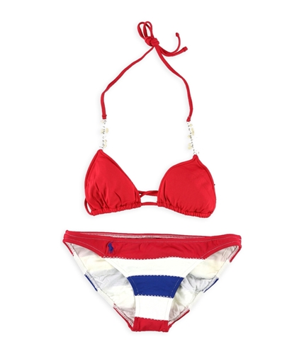 Ralph Lauren Womens Embellished Side Tab 2 Piece Bikini red XS