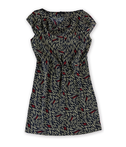 Tommy Hilfiger Womens Drawstring Patterned A-line Dress navytanred M