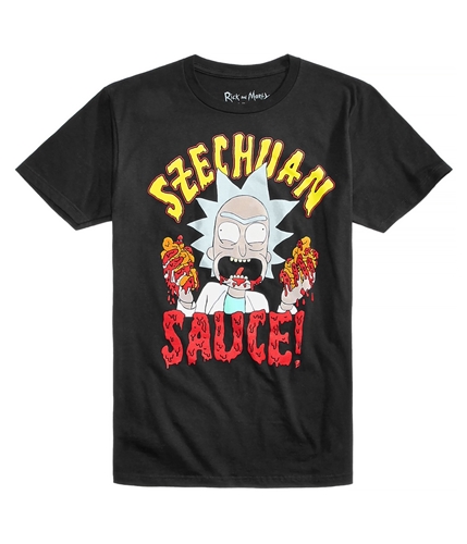 Rick and Morty Mens Szechuan Sauce Graphic T-Shirt black S