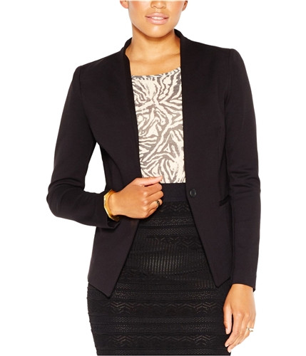 Rachel Roy Womens Collarless One Button Blazer Jacket black XS