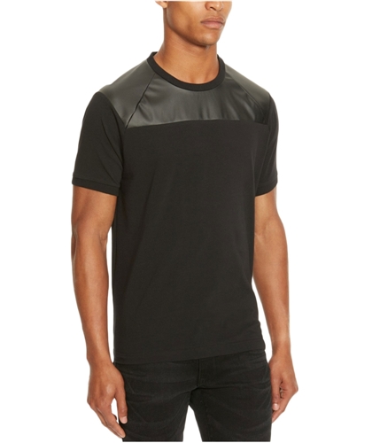 Kenneth Cole Mens Faux Leather Basic T-Shirt black S