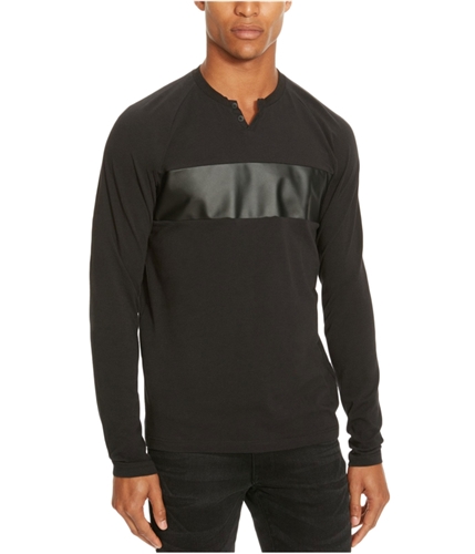 Kenneth Cole Mens Colorblocked Henley Shirt black L