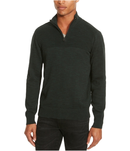 Kenneth Cole Mens Textured Quarter Zip Pullover Sweater juniper L