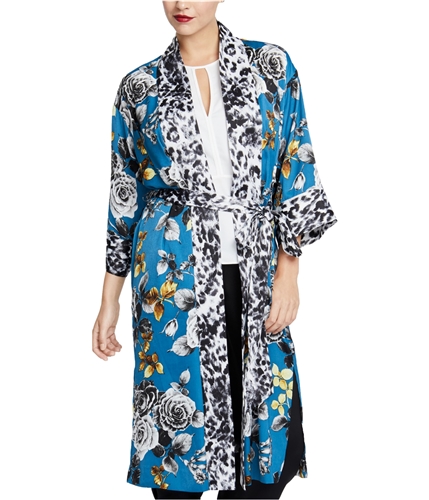 Rachel Roy Womens Floral Rebel Kimono Sweater pasblue S
