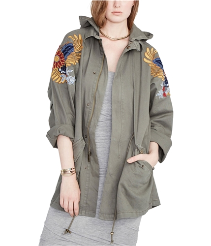 Rachel Roy Womens Embellished Utility Jacket olive L
